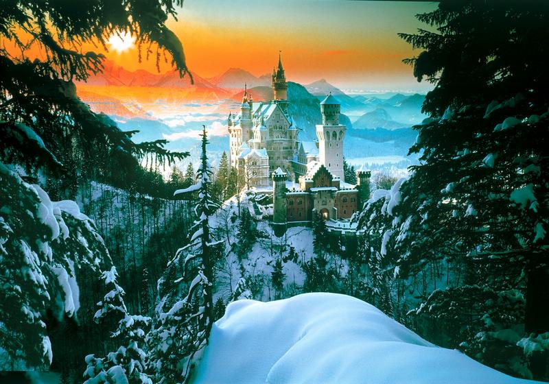 Neuschwanstein, Schloss im Winterzauber - bei Klick zurck zur Motivbersicht