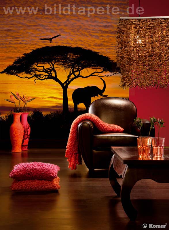 AFRICAN SUNSET - wilde Silhouetten vor leuchtendem Himmel Afrikas - bei Klick zurck zum Motiv AFRICAN SUNSET